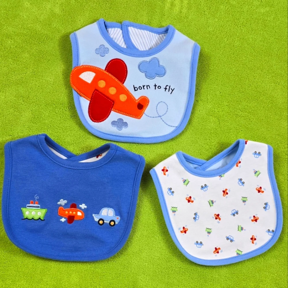 NWT 3 Baby BIBS Boys Airplane Boat Car Carter’s - JUST 1 U -Born to fly Set (Q5)
